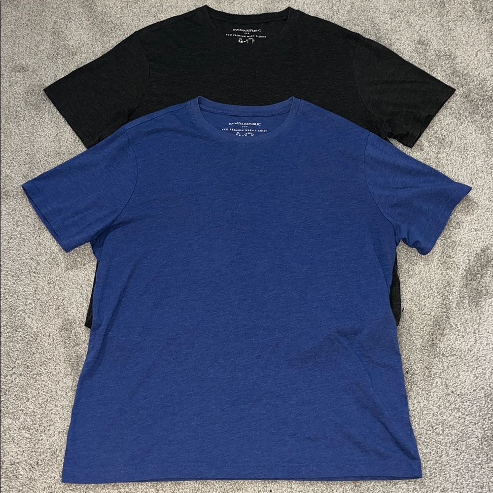 TWO (2) Eco Premium Blue & Gray Crewneck Banana Republic SS T shirt XL Mens